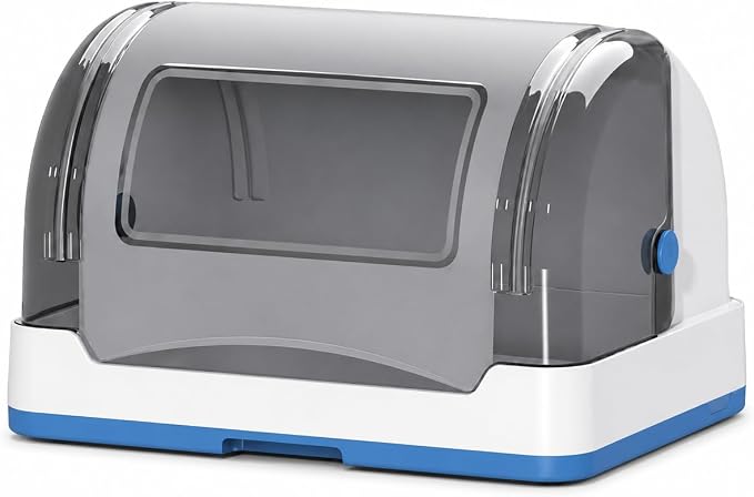 Blue Single Layer Dish Drying Rack with Cover