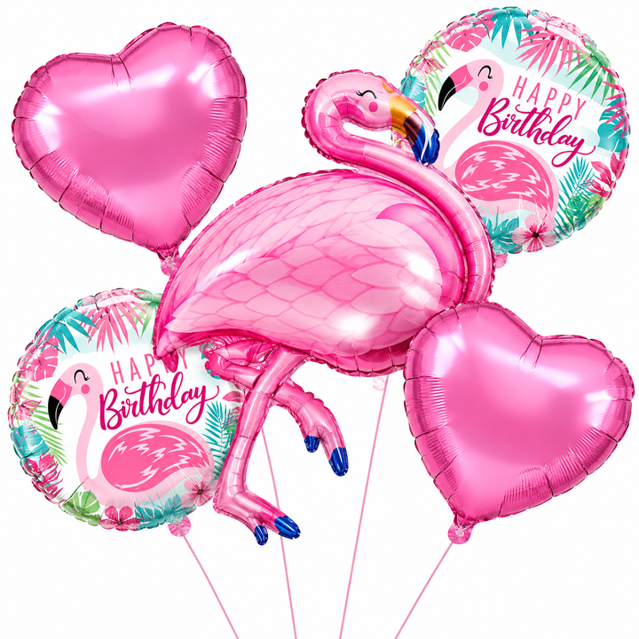 Flamingo Theme 5 Pcs Foil Balloon Set – Decorative Balloons for Party Decorations
