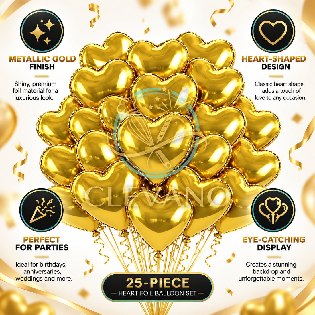 Heart Foil Balloons 25 Pack Party Decorations