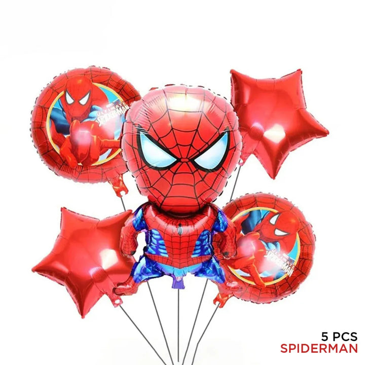 Spider Man Theme 5 Pcs Foil Balloon Set – Decorative Balloons for Party Decorations