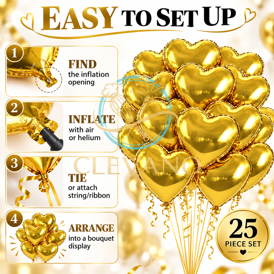 Heart Foil Balloons 25 Pack Party Decorations