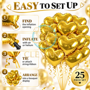 Heart Foil Balloons 25 Pack Party Decorations