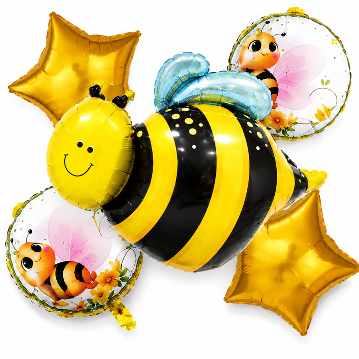 Honey bee Theme 5 Pcs Foil Balloon Set – Decorative Balloons for Party Decorations