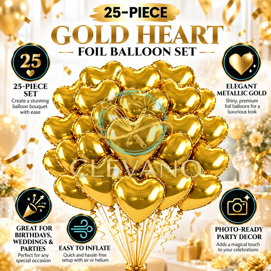 Heart Foil Balloons 25 Pack Party Decorations