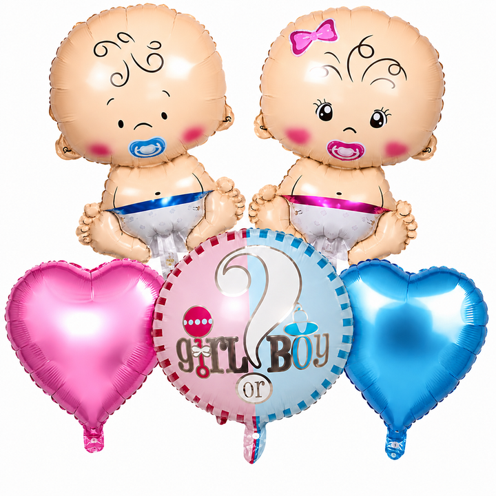 Gender Reveal Theme 5 Pcs Foil Balloon Set – Decorative Balloons for Party Decorations
