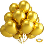 Gold Metallic Chrome Latex Balloons – 100 Pack, 12 inch Gold Round Helium Balloons for Wedding, Graduation, Anniversary, Baby Shower, and Birthday Party Decorations