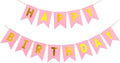 Birthday Cardboard Pink Pack of 1 Fishtail Banner Party Decoration Item With Ribbon Girl Princess Theme Bunting