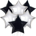 Black and Silver Star Shaped Balloons – 18 Inch, Pack of 6 | Perfect for New Year's Eve, Graduation Parties | Black and Silver Star Balloons for Class of 2024 Party Decoration