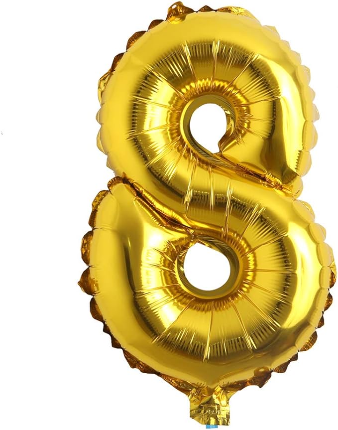 16" inch Single Gold Alphabet Letter Number Balloons Aluminum Hanging Foil Film Balloon Wedding Birthday Party Decoration Banner Air Mylar Balloons (16 inch Gold 8)