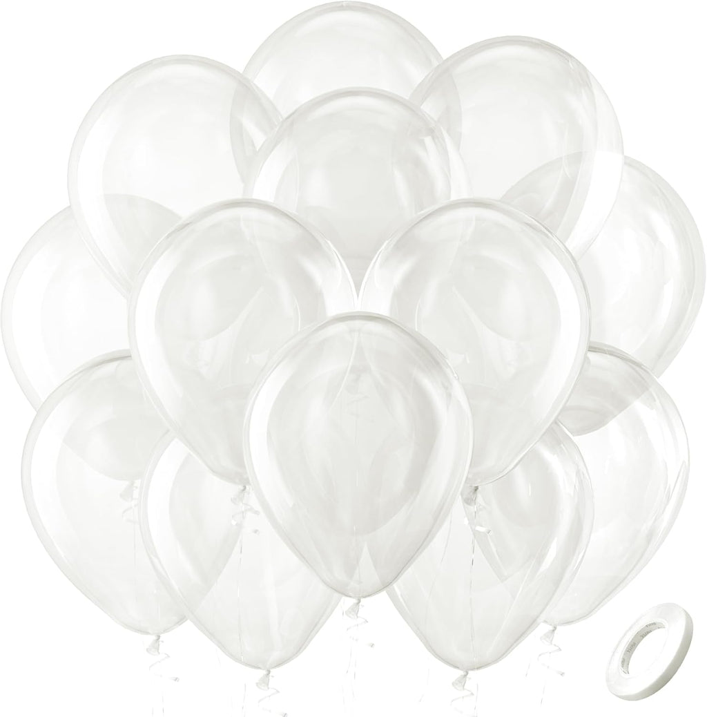 Clear Balloons Latex Party Balloons - 100 Pack 12 inch Round Helium Transparent Balloons for Wedding Baby Shower Birthday Bubble Party Decoration