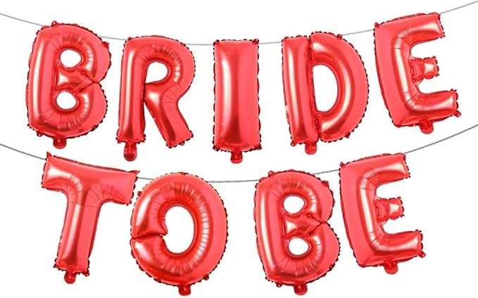 Bride to Be Banner Letters Balloons Pack – Engagement Party Decorations, 16-Inch Foil Mylar Supplies Kit for Bachelorette Celebration or Bridal Shower (Red)