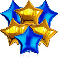 Big Blue And Gold Star Balloons - 18 Inch, Pack of 6 | Blue And Gold Mylar Balloons for Ramadan Decorations | Star Balloon for Back to School Decorations | Foil Balloon for Classroom Decor