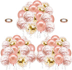62 Pcs Rose Gold Balloons – 12 Inch Balloon Garland Kit | Includes Rose Gold Latex Balloons & Confetti Balloons | Ideal for Bridal Shower & Birthday Party Decorations