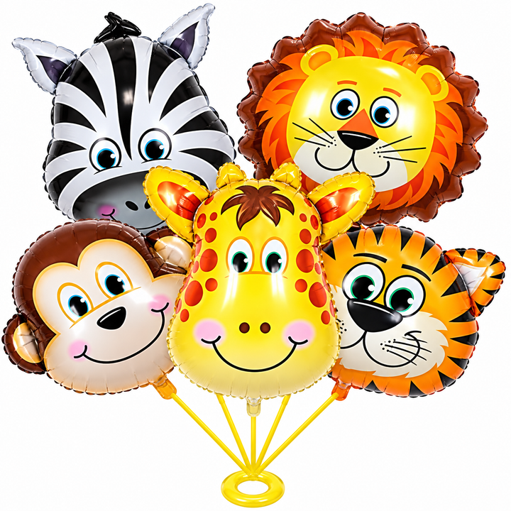 Jungle Safari Theme 5 Pcs Foil Balloon Set – Decorative Balloons for Party Decorations