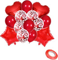 Balloon Sets with Star, Heart Foil Balloons for Birthday, Wedding, Festival Decoration Party Decoration Kids Baby Men Women Adult Party Supplies (14pcs in 1set) With Air Pump (Red)