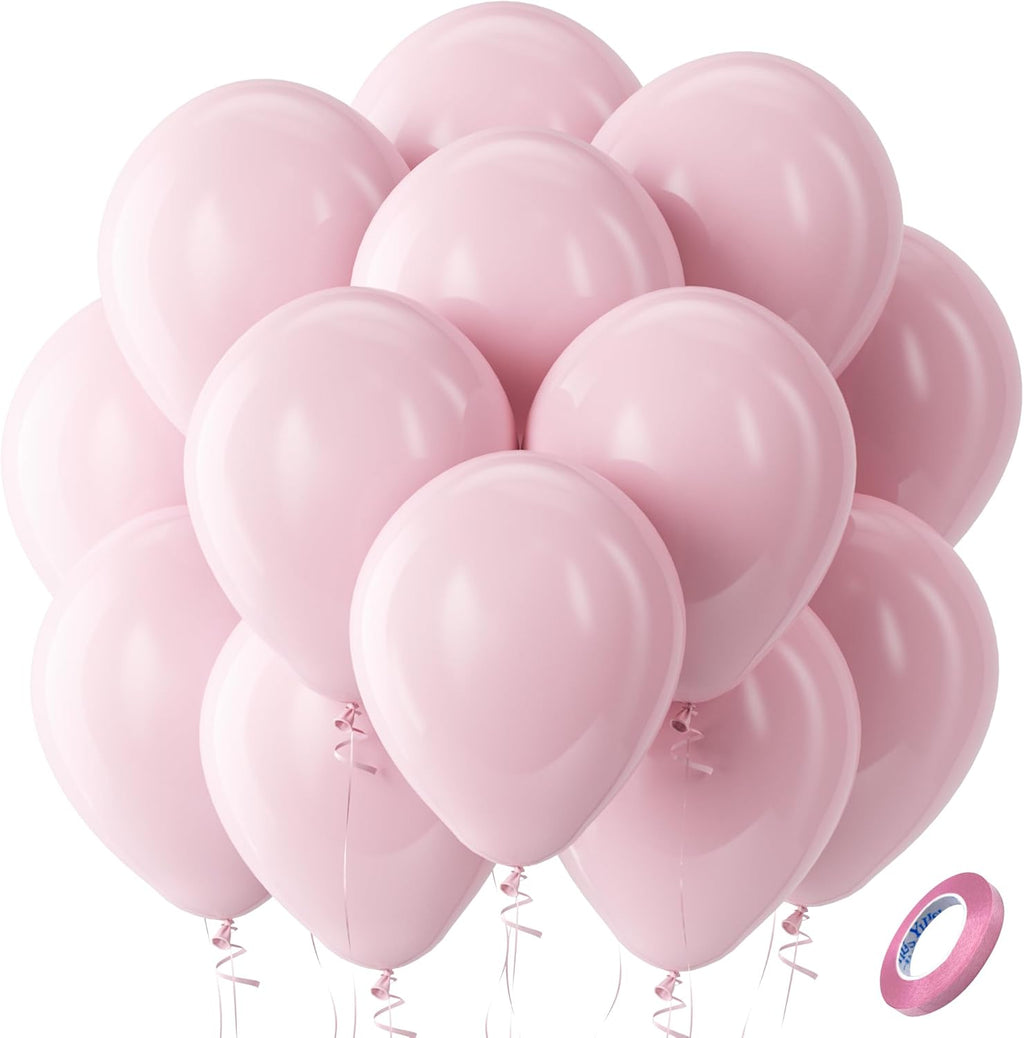 Pastel Pink Latex Party Balloons -100 Pack 12 inch Round Helium Light Pink Bridal Pink Balloons for Easter Wedding Bridal Shower Gender Reveal Birthday Princess Party Decorations