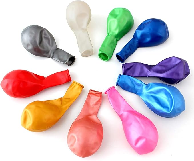 100 PCS 12 Inches Large Big Round Shiny Pearlescent Pearlized Rainbow Assorted Color Biodegradable Latex Balloons Bulk Helium Gas or Air Inflated for Kids Birthday Party Decorations Supplies Favors