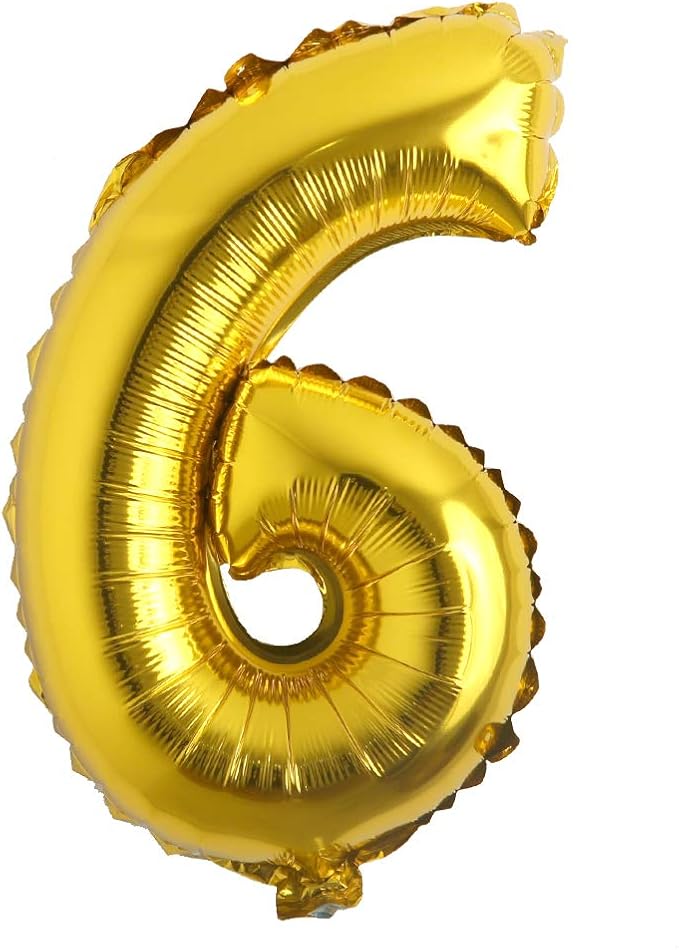 16" inch Single Gold Alphabet Letter Number Balloons Aluminum Hanging Foil Film Balloon Wedding Birthday Party Decoration Banner Air Mylar (16 6)