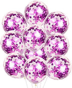 12Pcs Purple Confetti Balloons For Unicorn Happy Birthday Balloon Or Birthday Decorations Items For Girls