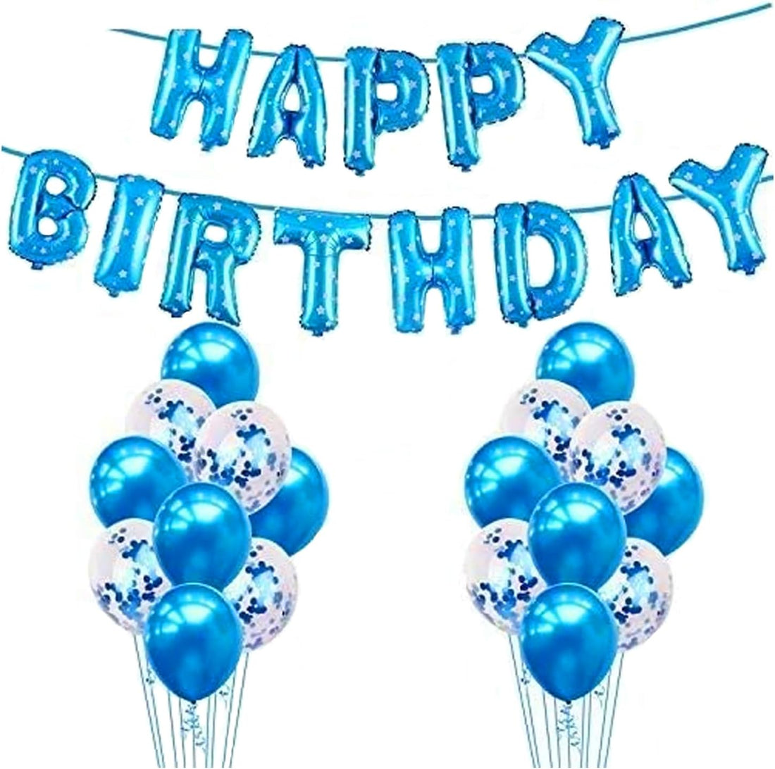 25Pcs Golden Happy Birthday Foil Balloon, Confetti and Metallic Balloons Combo for Birthday Decoration Items for Kids