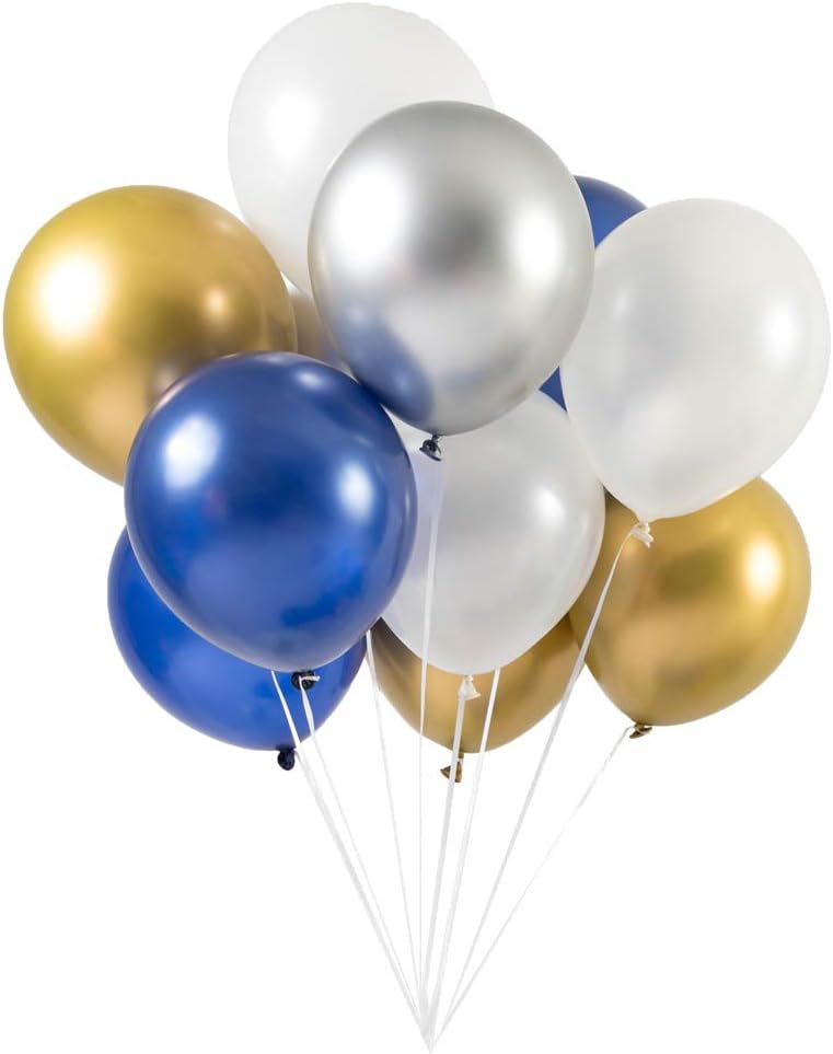 Party Balloons 12 inch 60 Pcs Latex Blue Balloons Gold Balloon Silver Balloon White Balloons Birthday Balloons Helium Balloons Baby Shower Party Decoration â€¦