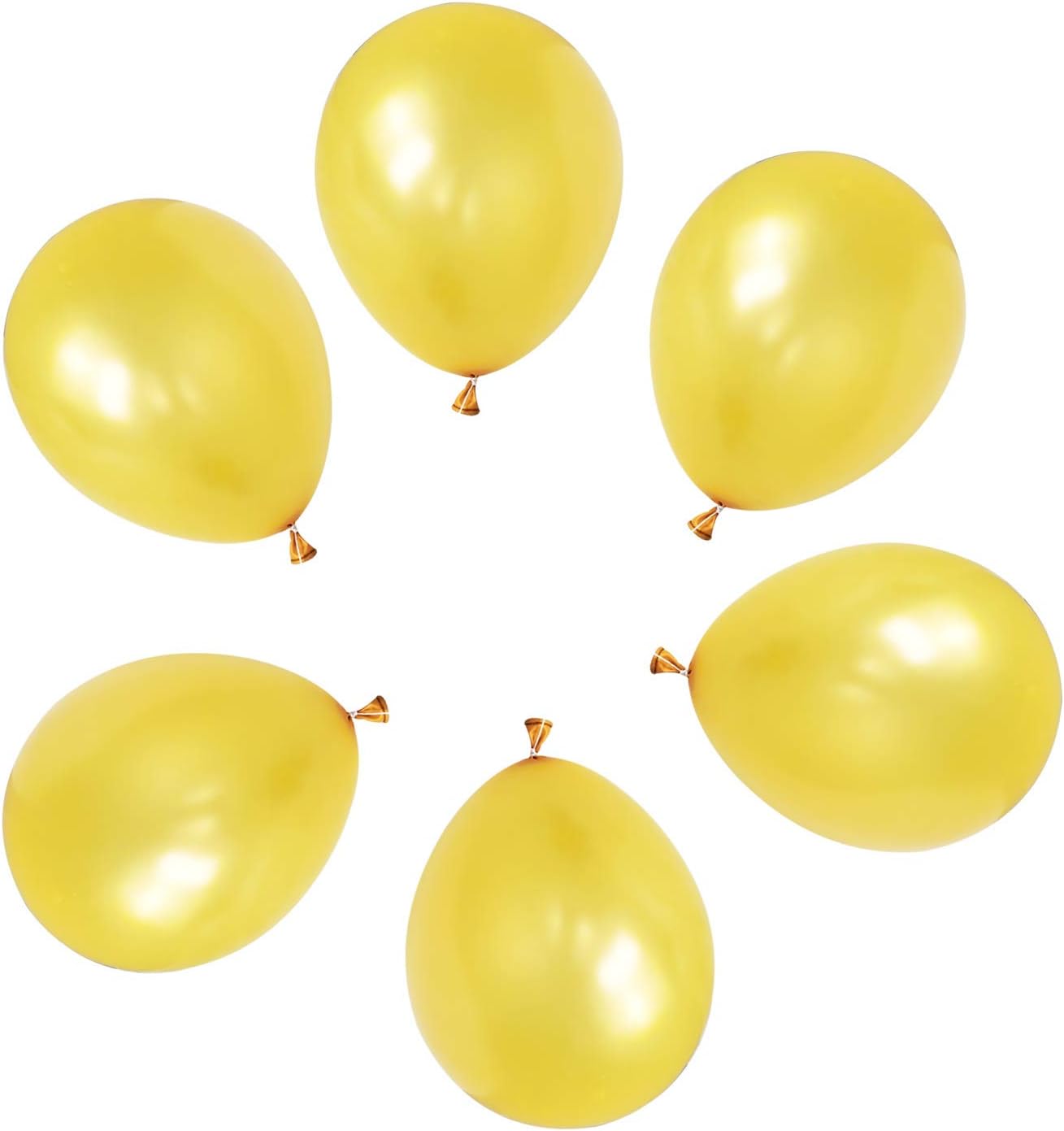 100 PCS 12 Inches Metallic Gold Latex Balloons Large Thick Big Round Shining Pearlescent Golden Color Biodegradable Bulk Helium Gas or Air Inflated for Kids Birthday Party Decorations Supplies Favors