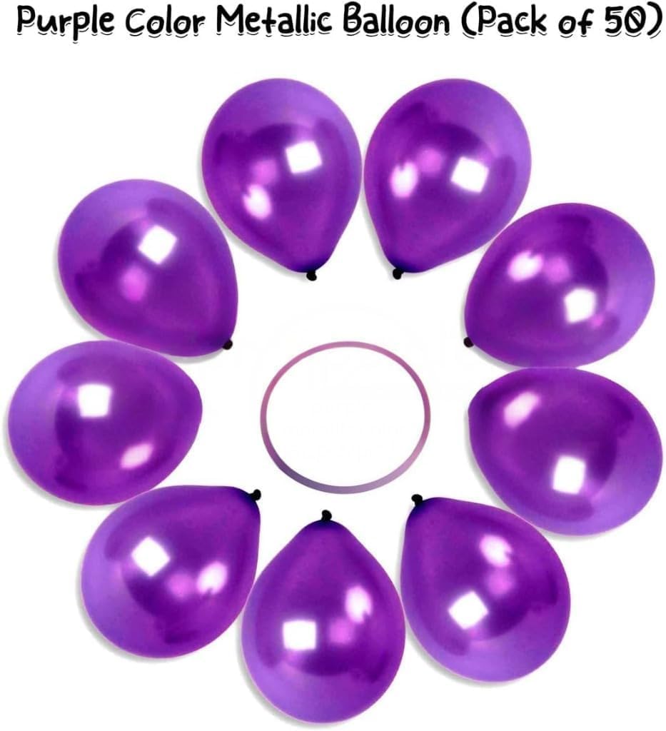 Metallic Purple Balloons 12 Inch - (Pack of 50) Birthday Decoration Balloons for Kids & Adults, Party Décor for Birthday, Anniversary, Baby Shower, Welcome, Bachelorette – Metallic Finish