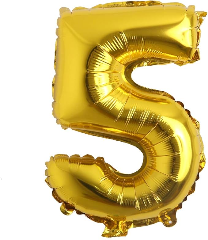 16" inch Single Gold Alphabet Letter Number Balloons Aluminum Hanging Foil Film Balloon Wedding Birthday Party Decoration Banner Air Mylar Balloons (16 inch Gold 5)