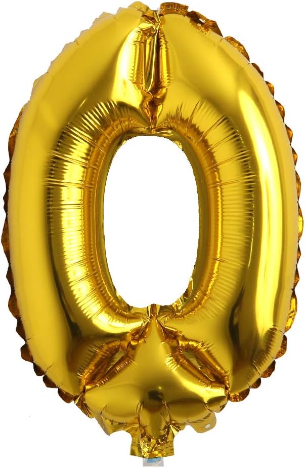 16" Inch Single Gold Alphabet Letter Number Balloons Aluminum Hanging Foil Film Balloon Wedding Birthday Party Decoration Banner Air Mylar (16 0)