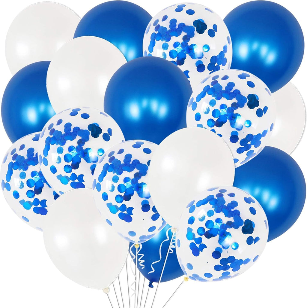 Navy Blue and White Balloons Decoration - 30 Pack | Blue Balloons and Blue Confetti Balloons | Navy Blue Balloons Arch Garland for Navy Party, Graduation Decorations, Birthday Party Decor