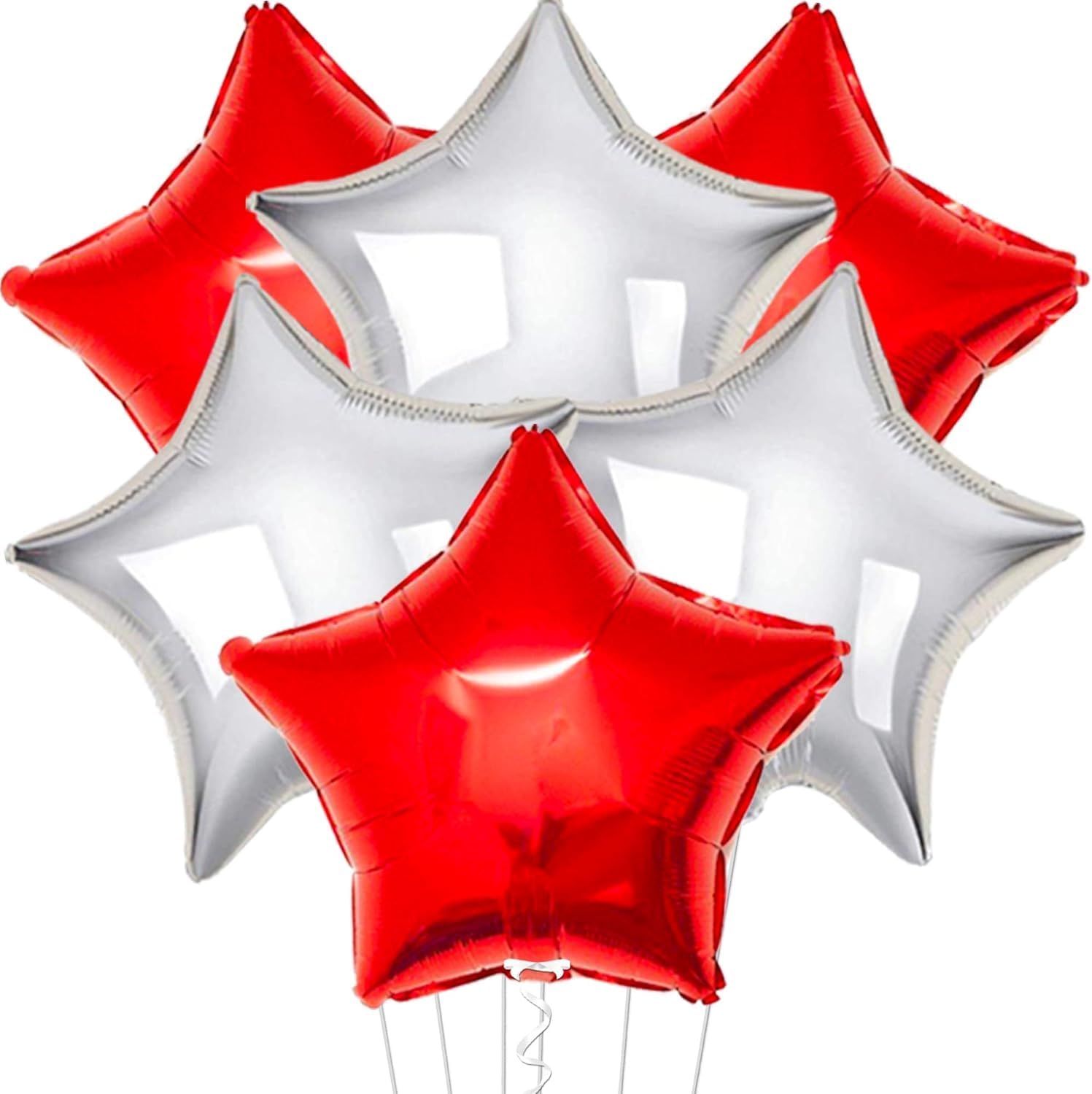 Silver Star Foil Balloon Set – 6 Pack | 18 Inch Star-Shaped Silver Balloons Metallic Silver Balloons for Party Decorations | Perfect, Weddings, Anniversaries,