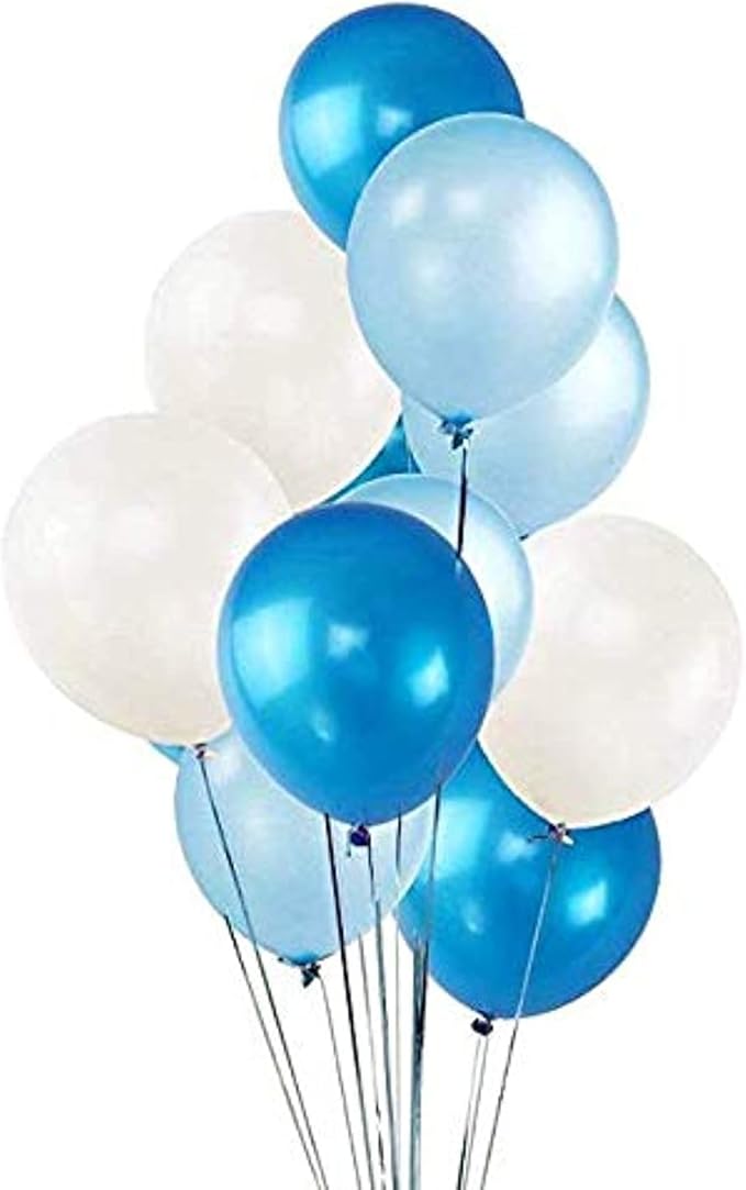 100 Pack 12" White & Dark Blue & Light Blue Balloons Set, Valentines Day Party Decorations, Helium Balloons Thick Latex Balloon