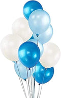 100 Pack 12" White & Dark Blue & Light Blue Balloons Set, Valentines Day Party Decorations, Helium Balloons Thick Latex Balloon