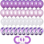 40PCS 12 inch Purple Latex Balloons Foil Confetti Balloons Decorative Balloons with 3pcs ribbon for Weddings Birthday Graduation Party Supplies