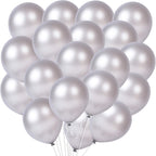 Silver Latex Balloons Kit - Pack of 30 | Silver Balloon for Arch Decoration | Shiny Silver Balloons for Graduation Decoration | Latex Balloons for Birthday, Bridal Baby Shower, Home, Office Decor