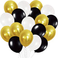 Gold and Black Party Balloons - Pack of 30, 12 Inch | White Latex Balloons | Gold Party Decorations | Birthday and Bachelorette Decorations | Bridal Shower, Wedding, Home and Office Decor Supplies Kit