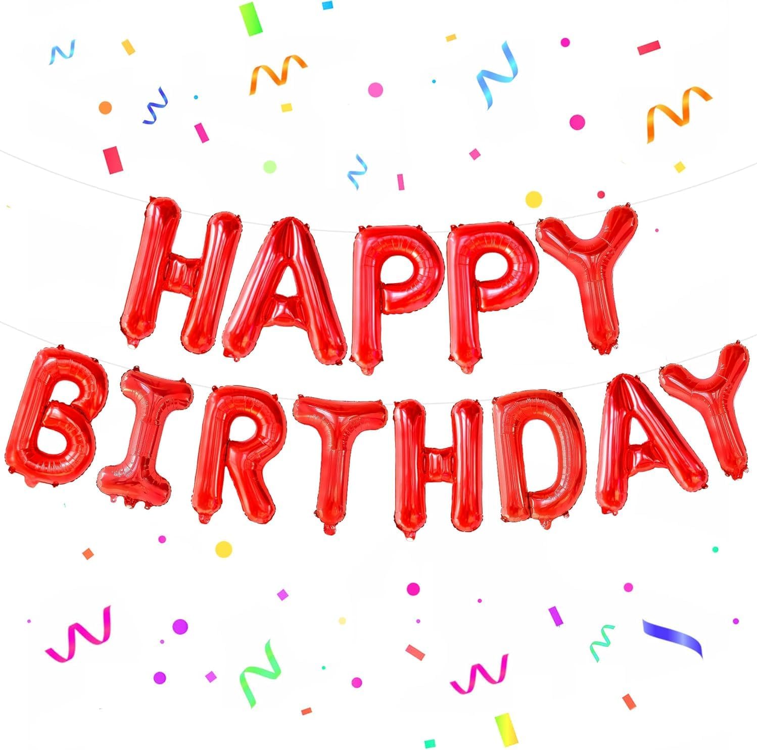 Red Happy Birthday Balloon Banner - 16 Inch | Red Mylar Foil Balloon For Happy Birthday Decorations | Birthday Sign Banner For Birthday Party Decorations