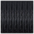 3 pcs 3ftx6ft Metal Black Foil Fringe Curtains Happy Birthday Party, Anniversary, Bachelorette, Baby Shower, Bridal Shower Decoration Item - Pack of 3