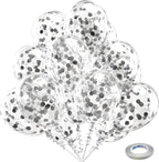 Silver Confetti Latex Party Balloons - 60 Pack 12 inch Helium Silver Confetti Glitter Balloons for Wedding, Graduation, Baby Shower, Birthday Party Decorations