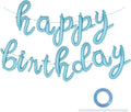 Cursive Happy Birthday Banner Balloons – Foil Letter Balloons Blue – Happy Birthday Sign – Birthday Party Decoration for Boys, Girls, Men & Women – Birthday Balloons