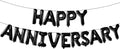 Happy Anniversary Balloons Black - 16 Inch | Black Happy Anniversary Banner for Happy Anniversary Decorations | Black Happy Anniversary Backdrop | Black Happy Anniversary Balloon Banner