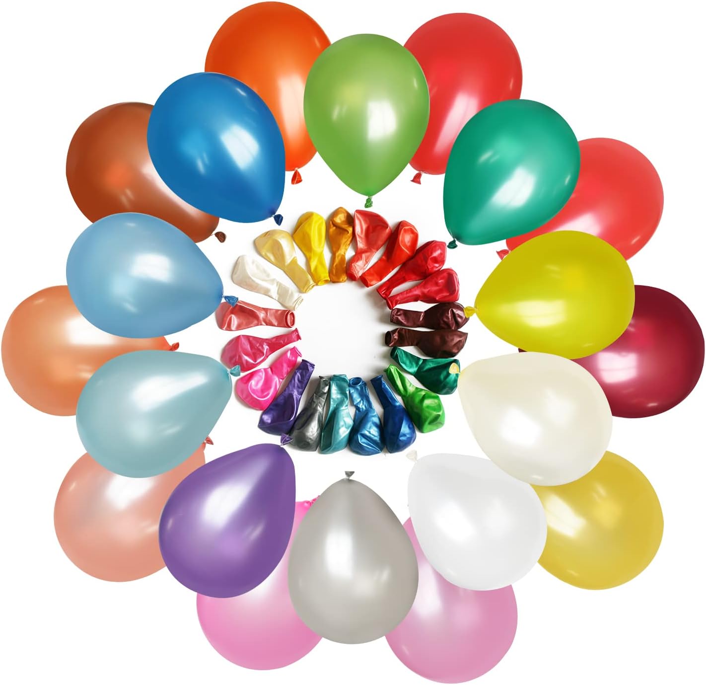 200 PCS 12-inch Pearlized 20 Assorted Colors Latex Balloons Large Big Round Thick Shiny Pearlescent Rainbow Biodegradable Bulk Helium Gas Air Inflated Kids Birthday Party Deco Supplies Favors
