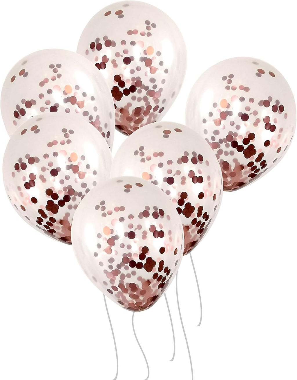 50 12-inch Transparent Latex Balloons with Rose Gold Confetti Large Thick Big Round Shining Biodegradable Bulk Helium Gas or Air Inflated for Kids Birthday Wedding Party Decorations Supplies Favors