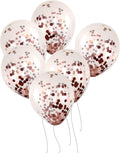 50 12-inch Transparent Latex Balloons with Rose Gold Confetti Large Thick Big Round Shining Biodegradable Bulk Helium Gas or Air Inflated for Kids Birthday Wedding Party Decorations Supplies Favors