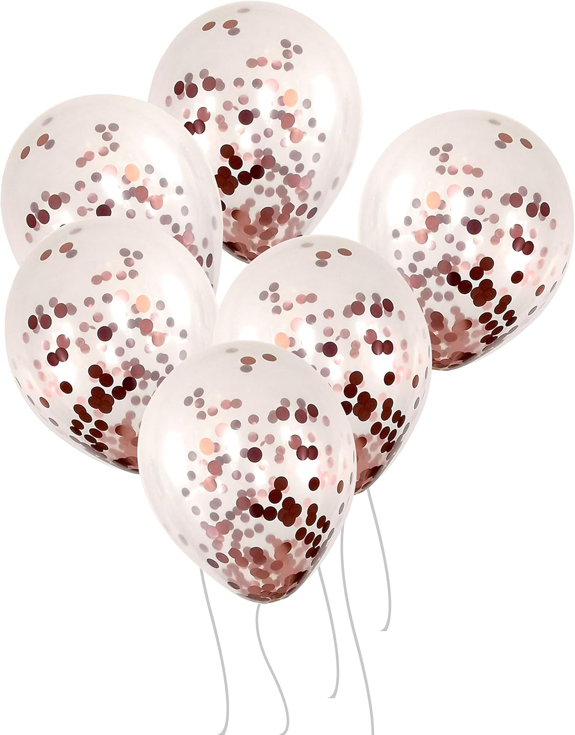 50 12-inch Transparent Latex Balloons with Rose Gold Confetti Large Thick Big Round Shining Biodegradable Bulk Helium Gas or Air Inflated for Kids Birthday Wedding Party Decorations Supplies Favors
