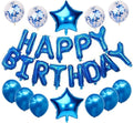 Birthday Balloons for Men/Boys - 13pcs Letter Balloons, 2pcs Giant Star Foil Balloons, 4pcs Confetti Balloons, 6pcs Latex Balloons Party Decorations and Supplies, Blue, 25 Piece Set