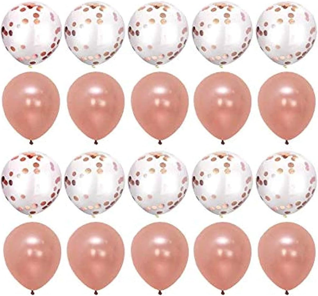 20 PCS Rose-Gold Confetti Balloons for Party 12 Inch Hazy Clear Balloon with and Metallic Latex Baby Shower Birthday Wedding Proposal Decoration Supply - Rose Gold