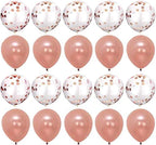20 PCS Rose-Gold Confetti Balloons for Party 12 Inch Hazy Clear Balloon with and Metallic Latex Baby Shower Birthday Wedding Proposal Decoration Supply - Rose Gold