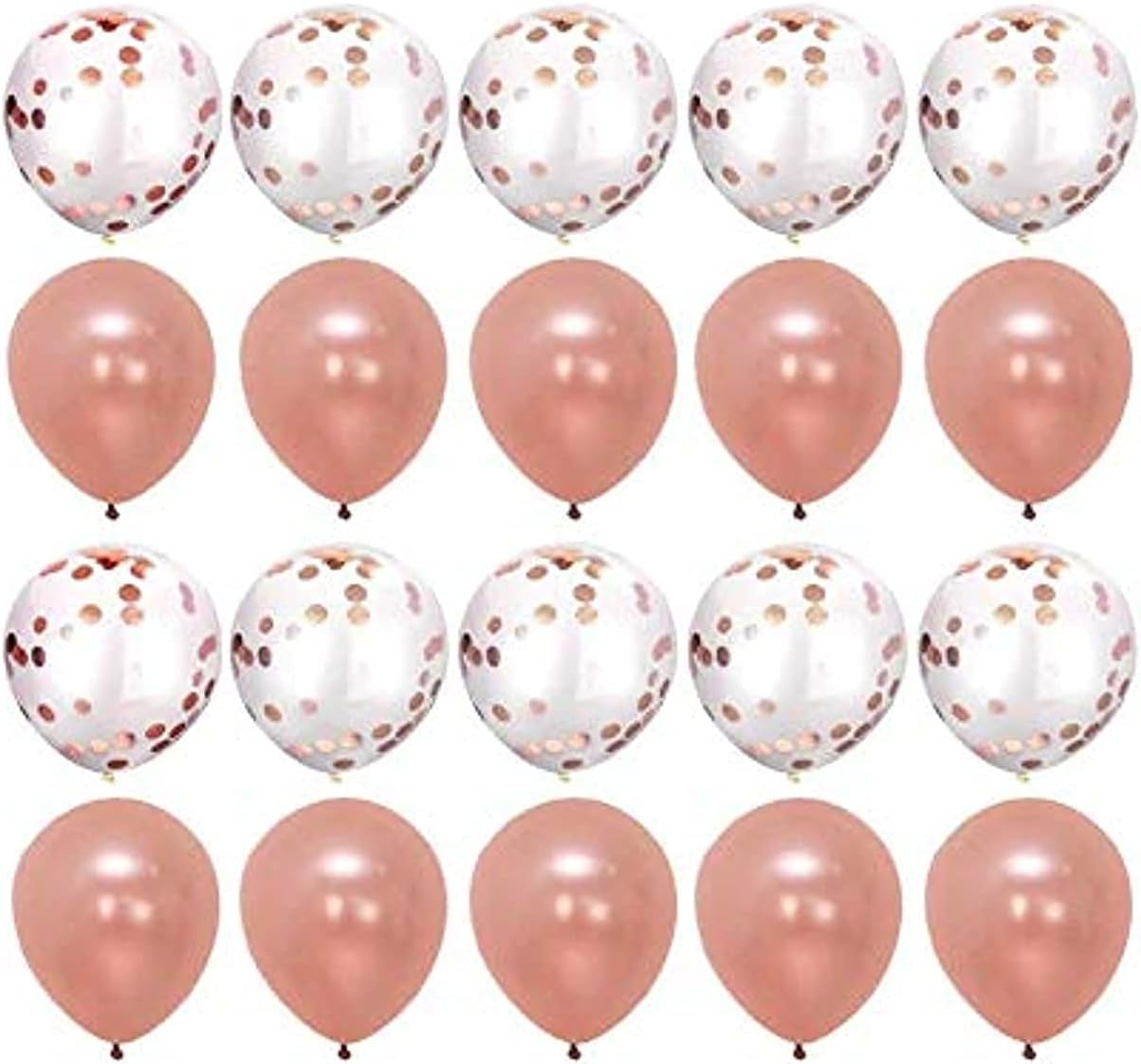 20 PCS Rose-Gold Confetti Balloons for Party 12 Inch Hazy Clear Balloon with and Metallic Latex Baby Shower Birthday Wedding Proposal Decoration Supply - Rose Gold