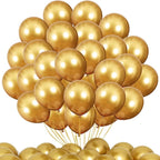 Golden Metallic Balloons for Decoration, Shiny Gold Latex Balloons for Birthday, Anniversary, Wedding, Baby Shower, Bachelorette, Festival Decor – Pack of 50